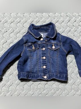 Old Navy Kids Dark Blue Denim Jacket Toddler 18-24M Button Front Trucker Coat